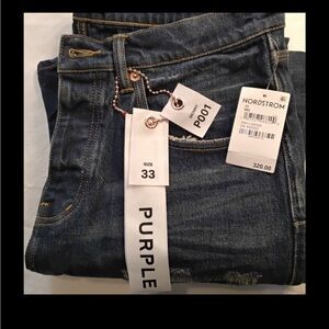 Men's Blue Distressed Jeans PURPLE-BRAND